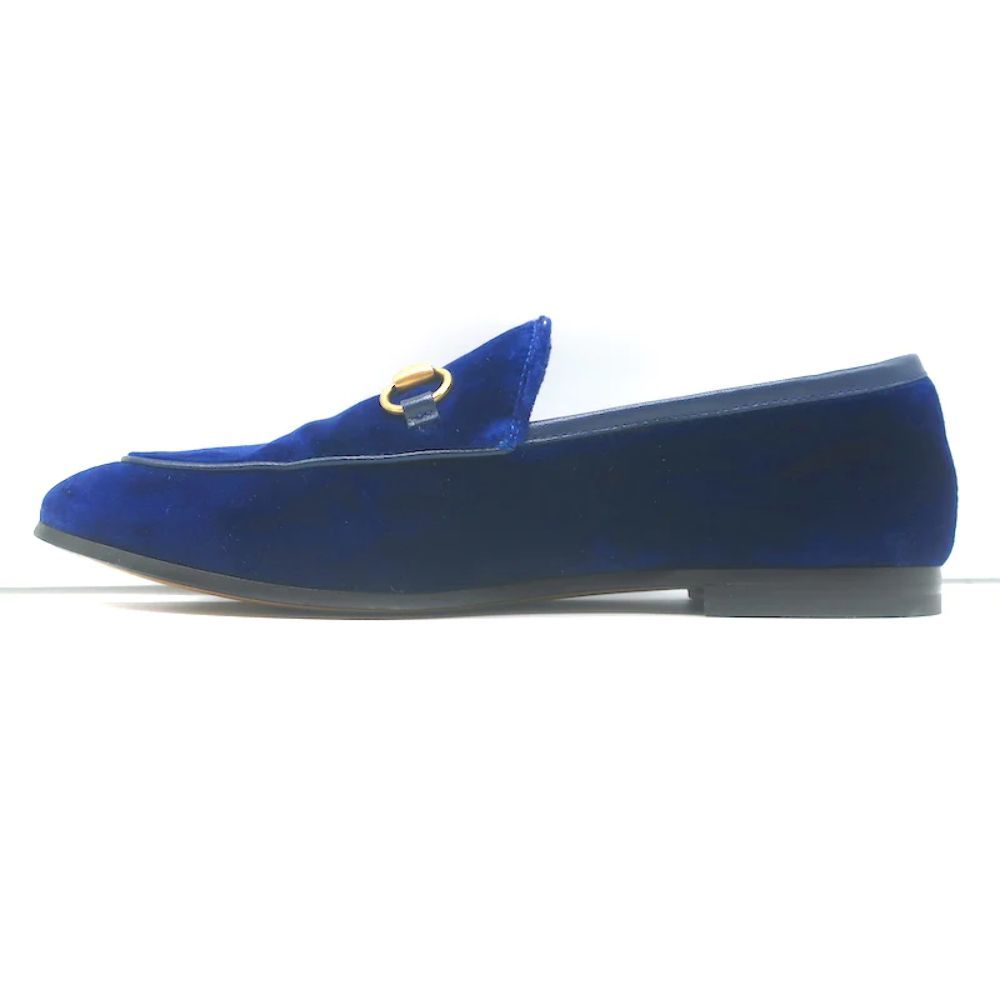 Gucci Jordaan Velvet Horsebit Loafers Dark Blue Size 36 - Picture 7 of 11